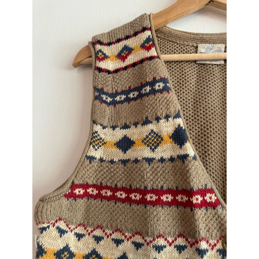 Innovation Sport Womens southwestern print knit vest fringe cotton blend M - Picture 2 of 10